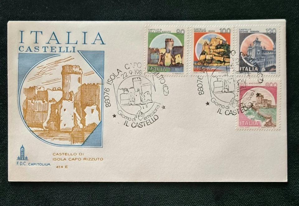 Italia busta primo giorno francobollo " Castelli D'Italia " Serie Del 1980 - Immagine 1 di 1