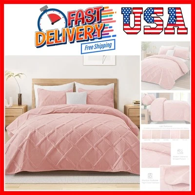 Juego de edredón tamaño king con moderno patrón de rayas, 3 piezas verano ligero... Foto 1 de 4