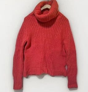 Banana Republic Women's M Salmon Chunky Knit Turtleneck Alpaca Wool Cozy Cabin - Picture 1 of 4