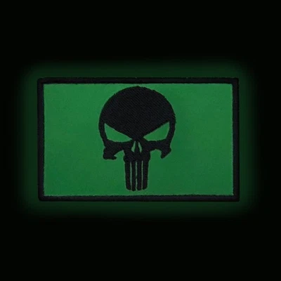 BLUYELLOW 2Pcs Glow-in-the-Dark Skull Patch Set – Embroidered Tactical Morale Patches