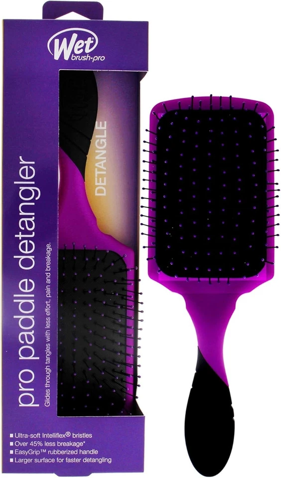 THE WET BRUSH WET BRUSH PRO PADDLE DETANGLER HAIR BRUSH - PURPLE NEW BOXED