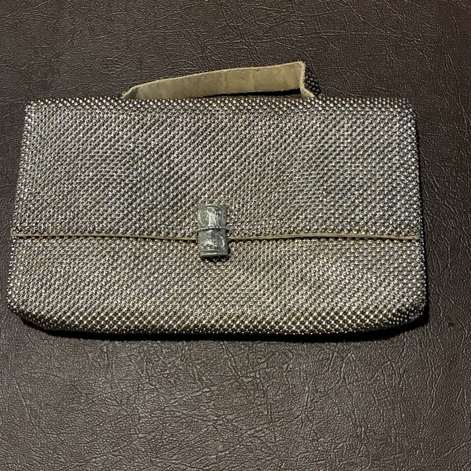 Whiting & Davis Silver Mesh Clutch Handbag Purse Clasp Mirror  Vtg - Image 1 of 4
