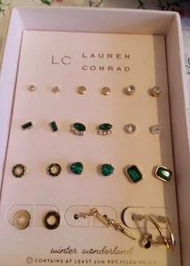 Lauren Conrad LC Ohrringe Ohrstecker Set 12 Paar Urlaub Winter ❄️🥶 Weihnachten ☃️ 🎁 - Bild 1 von 12
