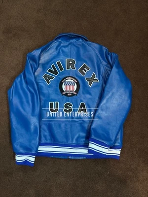 Men's New Avirex Real Leather Bomber American Flight Jacket Leather Icon Jacket - Image 1 of 2