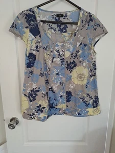 F & F Grey Print Short Sleeve Cotton Top Size 16 - Picture 1 of 4