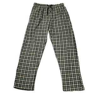 Isotoner Houndstooth Fleece Sleep Pants Elastic Waist Drawstring Black Gray S - Picture 1 of 16