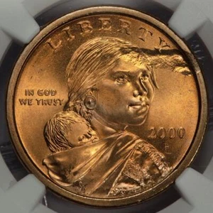 2000 NGC MS67 Deep Struck Thru Sacagawea Dollar Mint Error Unique & High Grade - Picture 1 of 5