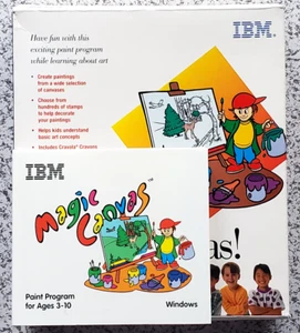 Vintage IBM Magic Canvas Paint Software Kids Ages 3-10 3.5" Floppy Big Box Retro - Picture 1 of 24