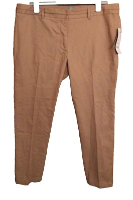 NY Collection Womens Pants 16 Petite Skinny Leg Pleat Waist Beige Cotton $46 B33 - Image 1 of 4