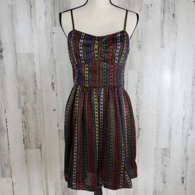 Vestido com estampa tribal Jack arco-íris tamanho M alças de espaguete  - Imagem 1 de 4