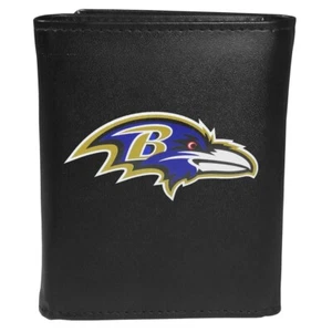 Baltimore Ravens Black Tri-Fold Wallet, NFL Trifold Largo Logo - Picture 1 of 2