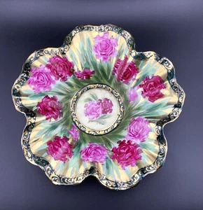 Antique Nippon Decorative Bowl Floral Ruffled Scalloped - Picture 1 of 8