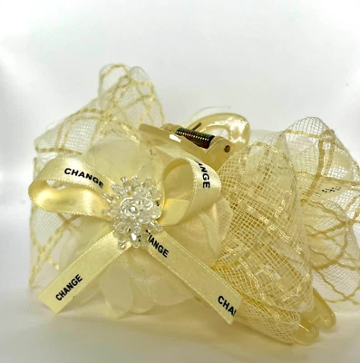 Flower Hair Claw Clip Chain Large Floral Mesh Fabric Ribbon for Women Girls GIft - Image 1 of 4