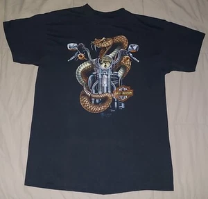 VTG 1989 3D EMBLEM HARLEY DAVIDSON RATTLESNAKE SNAKE T SHIRT XL BIKER 80s USA - Picture 1 of 7