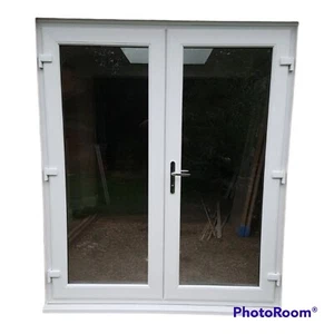 WHITE UPVC FRENCH DOORS 1800MM X 2100MM LOCKS TOUGHENED GLASS FREE DELIVERY - Picture 1 of 20