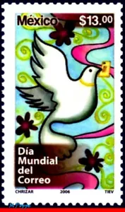 2527 MEXICO 2006 WORLD POST DAY, DOVE, BIRDS, STAMP DAY, MNH - Picture 1 of 2