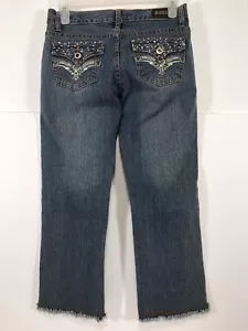 Pazzo Jeans blau Denim Capri geschnitten mit ausgefranstem Unterteil Damengröße 3/4 NEU! - Bild 1 von 2