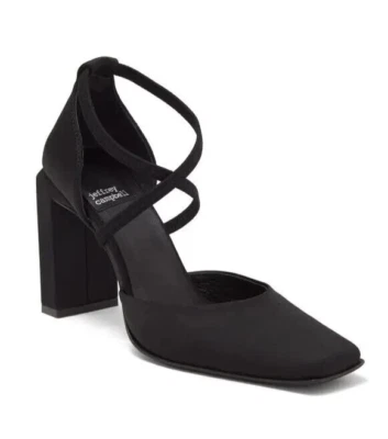 Zapatos de salón JEFFREY CAMPBELL populares de neopreno con tiras punta cuadrada negros talla 8 NUEVO Foto 1 de 4