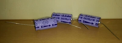 Dubilier Axial Electrolytic Capacitors x 3 pack 2200uF 35v Blue d.15mm x l.30mm