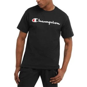 XX Large Tall Black Champion Script Logo T-Shirt Classic Comfort Fit - Picture 1 of 5