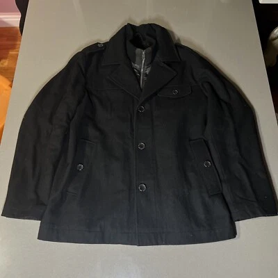 I Jeans By Buffalo Double Closure Peacoat Style Jacket w/ Epellets in Black XL - Image 1 of 4