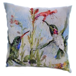 Home Decor Two Hummingbirds Pillow Polyester Climaweave Indoor Outdoor Sl2hmb - Picture 1 of 2
