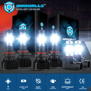 4-sides 9005 9006 9145 LED Headlight High Low Beam Fog Lights Bulbs 6000K White - Picture 1 of 17