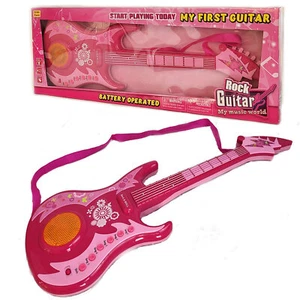 Kids Toddler Electric Pink Guitar Toy Musical Instrument With Strap Lights Music - Picture 1 of 19