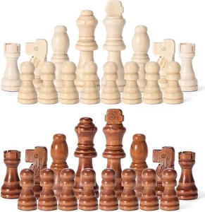 32 Wooden Chess Pieces Weighted Tournament Chess Pieces for Chess Set - Picture 1 of 2