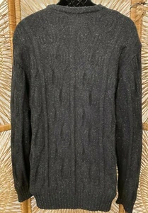 Dalmine Herren Pullover Rundhals Zopfmuster Sweater Large Schwarz Wollmischung Italy - Bild 1 von 11