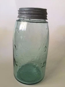 Mason's Patent 30. November 1858 Vintage Aqua Quart Größe Einmachglas  - Bild 1 von 6