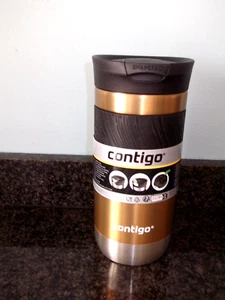 Contigo gold spill proof travel mug drinking flask hot 6 hrs, cold 12 hrs 470ml - Picture 1 of 4