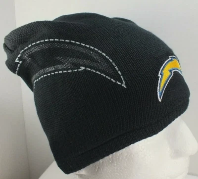 SAN DIEGO CHARGERS LONG KNIT BEANIE HAT TOQUE ADULT OSFA VTG NFL REEBOK NWT - Image 1 of 4