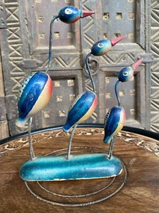 Estatuilla decorativa de aves grúa artesanal antigua de colección de 1900 - Imagen 1 de 7