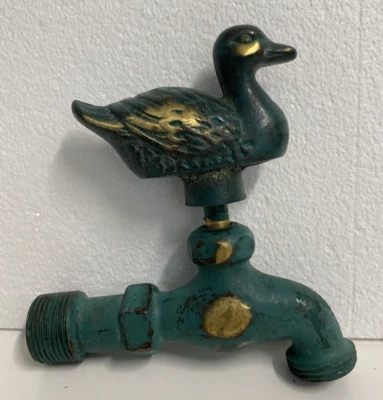 Multi-Patinated Brass Outdoor Garden Spigot/Faucet with Duck, New - Image 1 of 4
