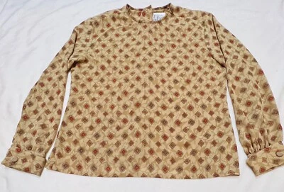 Blouse Miss Sophisticate By Pendleton Ladies Vtg 80’s Sz Large? Diamond Beige - Image 1 of 4
