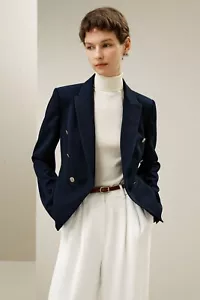 Blazer doppiopetto sartoriale LilySilk blu navy taglia 8 - Foto 1 di 7