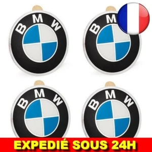 ✅ 4 Emblèmes 45 mm Jantes Neuf BMW Métal Logo Centre Roue Volant Adhésif Voiture - Imagen 1 de 1