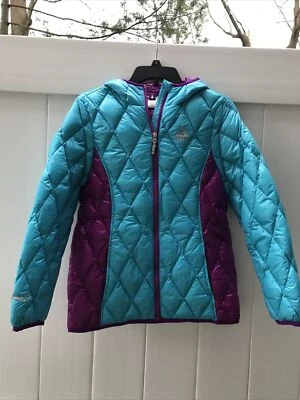 Chaqueta acolchada Gerry verde azulado magenta plumón 650 Fillpower t Gilrs talla L 14/16 Foto 1 de 4
