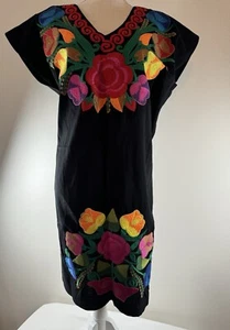 Women Mexican Embroidered Fiesta Dress V Neck Short Sleeve YZXDORWJ Size XXL - Picture 1 of 16