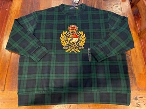 Polo Ralph Lauren Mens Blackwatch Plaid Crest Sweatshirt Green Big & Tall 2XB - Picture 1 of 4