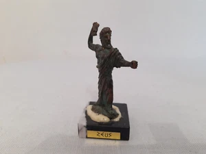 Figurine Sculpture Greek God Zeus Metal on Marble Stone Base Small Figure Statue - Picture 1 of 10