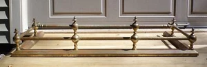Antique 19th c. Victorian Brass Plated Fireplace Fender Fire Screen Surround - Picture 1 of 11