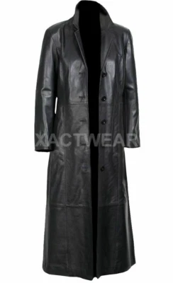 Mens Genuine Leather Long Coat Mens Full Length Casual Winter Wear Trench Coat - Image 1 of 3