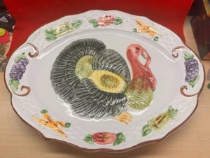 Ceramic TURKEY PLATTER NWOT Made in USA! No ID ~18-3/8" - Picture 1 of 4