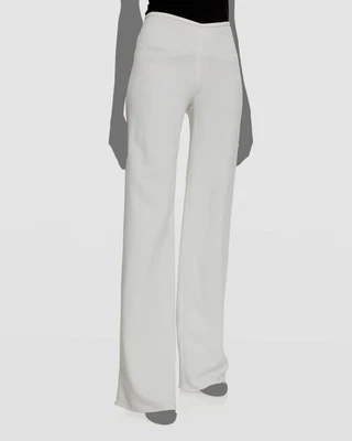 Emporio Armani Women's Ivory Cady Crepe Wide-Leg Dress Trousers Pants Size 42 - Image 1 of 3
