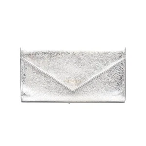 Balenciaga Papier Metallic Silver Arena Leather Envelope Wallet 499207 - Picture 1 of 6