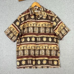 Burma Bibas Vintage Shirt Mens Large Brown Floral 60 Singles Cotton Lawn Retro - Picture 1 of 6