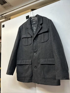 Black Rivet Men’s charcoal WOOL Blend overcoat Jacket Size L - Picture 1 of 4