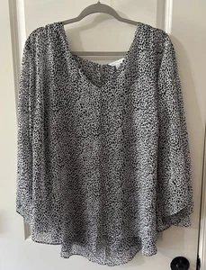 Boutique Übergröße 3X Animal Print Lagenlook 3/4 Ärmel transparente Bluse Lagenlook Arbeit - Bild 1 von 8
